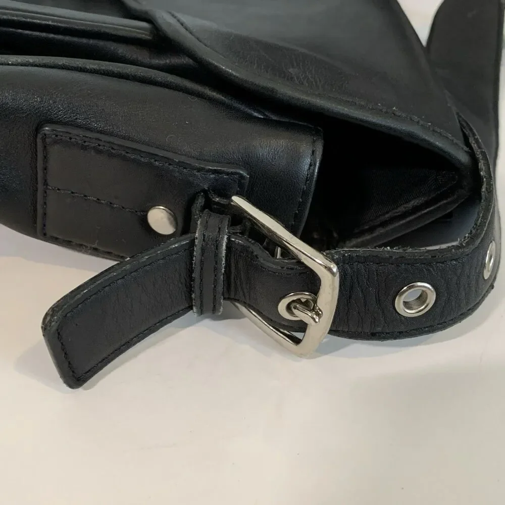 Vtg Coach Briefcase H23-5238 Black Leather Buckle Laptop Bag Clean Money *Wear